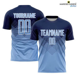 Uniforme de Fútbol Personalizado Premium para Equipos Deportivos, Color Azul Marino Claro y Blanco, Sublimado - Product Image 6