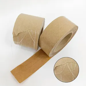 Fita de papel Kraft de papel impressa com logotipo personalizado, fita autoadesiva à prova d'água de cor personalizada de Eco, marrom, ativada por água
