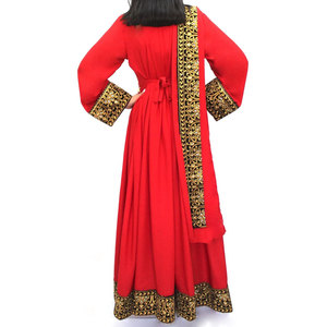 Abiti in Kochi Afghani per Eid nuovo vestito da donna afghano a maniche lunghe con ricamo girocollo in tinta unita di alta qualità - Product Image 3