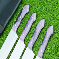 Cuisine en acier damas sur mesure/ensemble de couteaux de chef 5 pouces lame en acier inoxydable NO45 modèle coupe de viande en acier au carbone 5 pièces