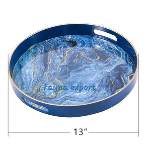 Bandeja de servicio con estampado de esmalte, bandeja redonda de lujo para servicio de diseño personalizado - Product Image 1