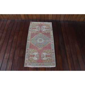 Vintage Turkish Small Rug 1,6x3,2 ft, <b>Red</b> <b>Wool</b> Rug - Product Image 1