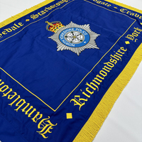 Drapeau National Carré Brodé Personnalisé, Broderie Main Double Face, Bannières en Tissu à Coudre avec Fil de Lurex
