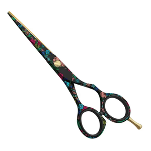 Tijeras de pelo de acero inoxidable duraderas de 5,5 \ ", herramienta de peluquero hecha a mano con bordes, con revestimiento de papel de flores, tijeras de pelo elegantes - Product Image 1