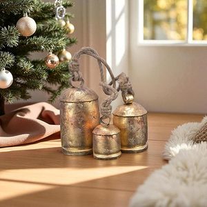 Campanas navideñas de Metal artesanal, adornos navideños de estilo Vintage auténtico, decoración navideña rústica para casas de campo - Product Image 3