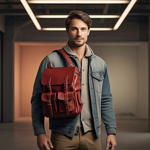 Sac à dos fonctionnel en cuir PU Étudiants Sac à dos en cuir pour ordinateur portable Sac à dos léger pour ordinateur portable pour hommes Sacs décontractés - Product Image 4