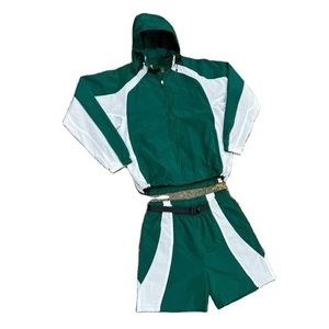 OEM Men Hooded Solid Tracksuit Windbreaker Jacket Pants Breathable Waterproof Outdoor Sportswear Streetwear 2 in 1 Design Supply - Product Image 1