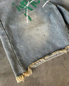 กางเกงขาสั้นผ้ายีนส์เอวกลางขาสั้นสำหรับผู้ชายกางเกงขาสั้นฟอกยีนส์ - Product Image 5