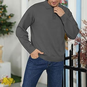 Quarter Zip Hombres Casual Manga corta Punto Cremallera Polo Cuello Camiseta Ropa deportiva Jersey de verano hecho por Dress Sports - Product Image 5