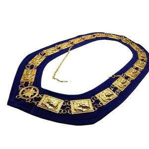Collier de chaîne Regalia maçonnique en gros de haute qualité avec matériau en cuir de conception 3D brodé de logo personnalisé - Product Image 4