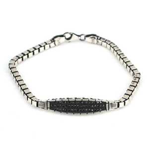 925 Sterling Silver Onyx Stone <b>Cube</b> Chain Tennis Bracelet Fashion Accessory - Product Image 2