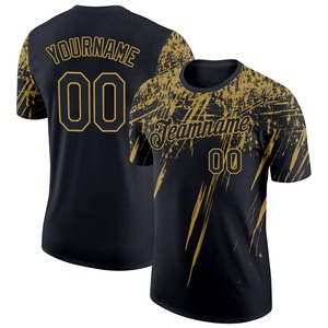 Vente en gros Chemises directes Engro Sportswear industry Custom Black Old Gold 3D Pattern Design Abstract Sharp Shape T-Shirt - Product Image 1