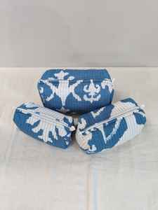 Set of 3 Cotton Quilted Floral Print Makeup <b>Bags</b> with Zipper Closure Lightweight <b>Travel</b> & for <b>Organizer</b> From Rajasthan - Product Image 4