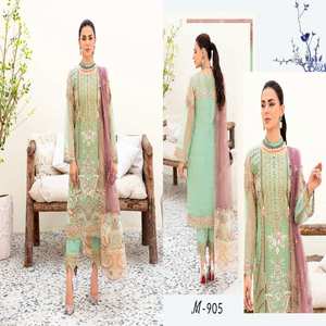 Ramsha Collection Women's Organza Salwar Kameez with Heavy Embroidery for Indian <b>Pakistani</b> Wedding <b>Dresses</b> and Parties - Product Image 6