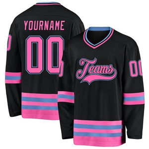 Vente en gros de vêtements de sport de grande taille à col en V pour hommes, maillot de hockey respirant, sergé, broderie sans couture sur le devant - Product Image 1