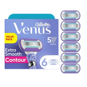 Gillette Venus Extra Smooth Contour, Paquete de 6 Cuchillas de Acero Inoxidable para Mujer, Recambios de Cuatro Hojas - Product Image 1
