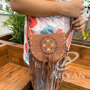 New High Quality Suede Cowhide Leather <b>Handbag</b> for Women's Western New Luxury Genuine Leather Fringe Purse Fashion Shoulder Bags - Product Image 1