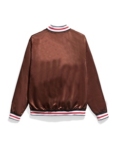 Chaqueta de bombardero gris de alta calidad con logotipo personalizado OEM, ropa de calle para hombre, chaquetas universitarias de satén de carreras de gran tamaño para hombre - Product Image 2