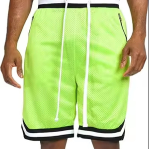 OEM Custom Men's High Street Style Gym Basketball <b>Shorts</b> Double Layer Sublimation Solid Polyester Mesh <b>5</b> <b>Inch</b> <b>Inseam</b> Plain Dyed - Product Image 1