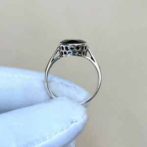 Usine en gros naturel noir Onyx anneau forme ovale 925 en argent Sterling déclaration bijoux hommes chevalière bohème bijoux de mode - Product Image 3