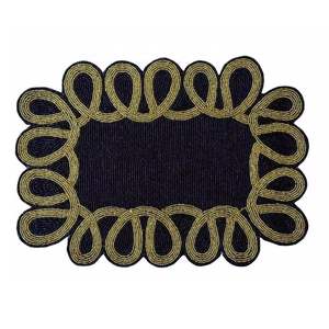 Mantel de mesa con cuentas de cristal Rectangular crema y dorado de alta calidad, tapete de mesa decorativo hecho a mano, placa de cargador con cuentas - Product Image 6