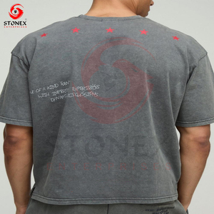 Camiseta de gran tamaño para hombre, camisetas personalizadas con estampado personalizado, fabricante de camisetas Boxy Fit de algodón 100% de lujo - Product Image 4