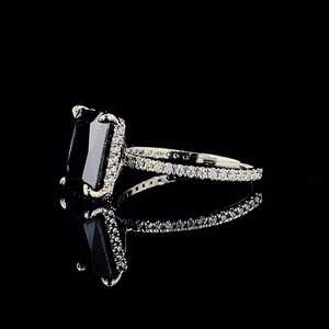 1.2 Carat Princess Cut <b>Black</b> Moissanite Diamond <b>Ring</b> Trendy 925 Sterling Silver Wedding Engagement Set for Women - Product Image 3