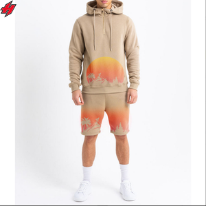 2025 Custom <b>Men's</b> Summer Streetwear <b>Hoodie</b> <b>and</b> <b>Shorts</b> <b>Set</b> Breathable 2-Piece <b>Set</b> with OEM Solid Color for Winter - Product Image 1