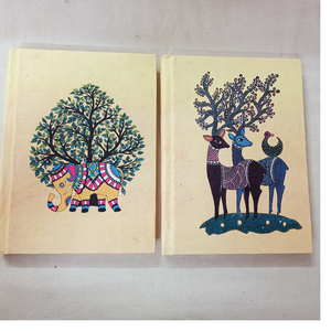 Custom Made Madhubani Handmade Hand Painted Spiral Binding A5 <strong>Notebooks</strong> with Beautiful Intricate Indian Theme <strong>Patterns</strong> - Product Image 1