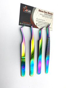 Custom Eyelash Extension <b>Tweezers</b> Rainbow Multi-Plasma Solid Japanese Stainless Steel Fiber Tip Volume Type Beauty Tool - Product Image 2