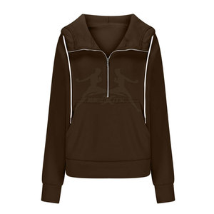 Sudadera con capucha deportiva de media cremallera con ajuste cómodo y elegante detalle de cremallera para un atractivo moderno Sudadera con capucha básica de media cremallera - Product Image 1