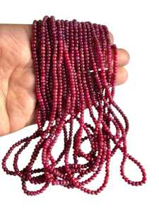 Hilo de piedras preciosas de rubí Natural suelto 2mm 3mm 4mm Rondelle para collar pulsera fabricación de joyas teñido lavado rojo indio al por mayor - Product Image 5