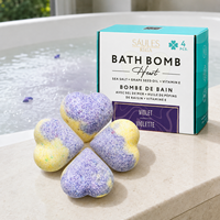 Coffret Cadeau de Bombes de Bain Cœur Violet 4 Pièces avec Huile de Pépins de Raisin, Sel Marin, Vitamine E – Bombes de Bain Effervescentes Hydratantes pour Soins de la Peau