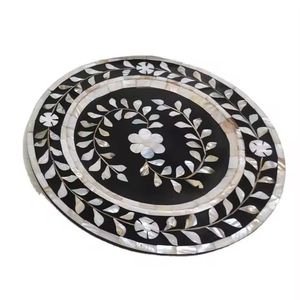 Bandeja con incrustaciones de fregona hecha a mano, bandeja de servicio Rectangular decorativa de nácar, la mejor decoración del hogar, incrustaciones indias - Product Image 1