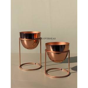 Prime Quality Metal Round Shape Copper Antique Finished Hanging Flower Pots And Planters For Home And Office Decoration <b>Supplies</b> - Product Image 3