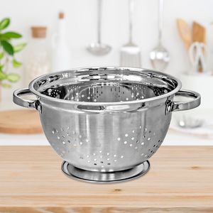 Strong stainless steel mesh <b>metal</b> <b>colander</b> for rinsing vegetables fruits grains pasta noodles cooking preparation - Product Image 2