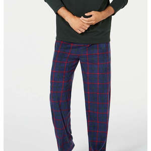 Pigiama da uomo in pile scozzese per il tempo libero, blu navy/rosso/verde, taglia S, in maglia di seta, a maniche corte, per l'estate - Product Image 3