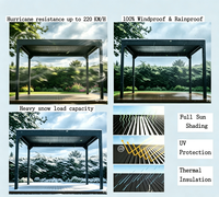 Pavillon de jardin moderne multi-scènes en alliage d'aluminium thermolaqué, toit à persiennes, anti-corrosion, personnalisé pour terrasse et jardin