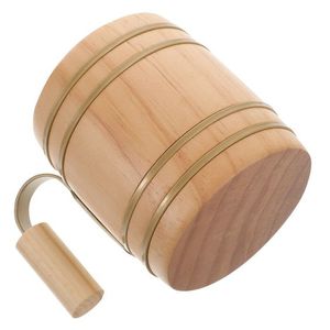 Ensemble de chopes à bière en bois artisanal avec plateau, avec une tasse rustique en bois avec poignée et des bandes métalliques - Product Image 4