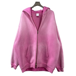 Sudaderas con cremallera personalizadas para hombre, sudaderas con capucha al por mayor de gran tamaño, vintage, desgastado, lavado ácido, sudaderas con cremallera, 100% algodón, forro polar, precio barato - Product Image 1