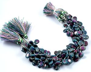 Cuentas de piedras preciosas de cianita de rubí natural, forma ovalada suave, 7X9 a 9x11mm, hebra de piedras preciosas de 8 pulgadas, uso para hacer artículos de joyería - Product Image 1