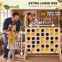 Jeu de jeu de plein air en bois YumuQ Custom Giant Connect 4 en ligne, avec 42 anneaux, pour enfants, adultes et fêtes de famille