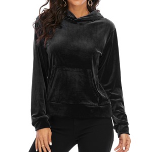 Sweat à capuche en velours pour femme avec logo OEM, qualité supérieure, séchage rapide, doux, confortable, anti-rides, respirant, pour femme - Product Image 1