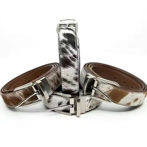 Ceintures en cuir de vache véritable, ceinture pour homme en cuir de vache, boucle en métal laiton, ceintures en fourrure, étiquette privée, ceintures en cuir de vache véritable - Product Image 1