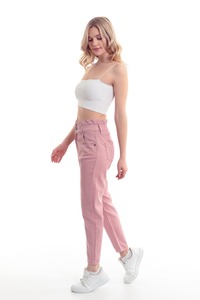 Venta al por mayor de pantalones vaqueros XL marfil personalizados de las mujeres europeas de cintura alta holgados rectos de pierna ancha pantalones de mezclilla Cargo transpirable de algodón con agujeros - Product Image 5
