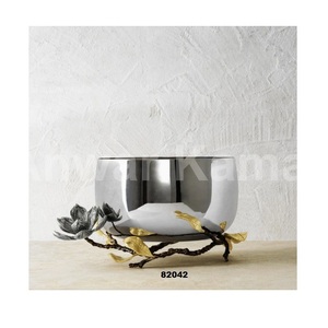 ชามอลูมิเนียมสีเงินทรงกลมสำหรับตกแต่งโต๊ะรับประทานอาหารและของตกแต่งชิ้นกลาง - Product Image 2