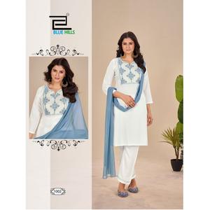 Maruti moda mujer Festival boda desgaste rayón 14Kg bordado indio y pakistaní Top pantalón con Nazneen Dupatta - Product Image 1