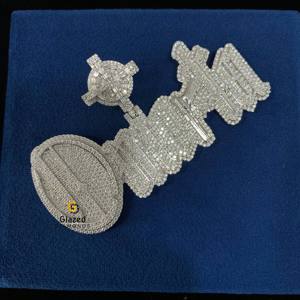 จี้ฮิปฮอปทรงกลมประดับเพชรและ925สีเงินสเตอร์ลิงประดับห้องแล็บสวยงามแบบสั่งทำใหม่ - Product Image 5