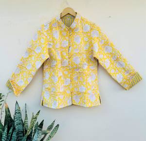 Handmade Vintage Reversible Jacket for Women Boho Floral Pattern Quilted Cotton <b>Coats</b> with <b>Button</b> Closer Jackets for Girls - Product Image 4