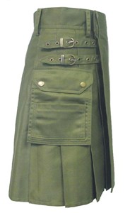 Kilt utilitaire confortable en coton olive pour hommes, vêtements traditionnels européens - Product Image 4